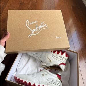 Authentic Christian Louboutin White Sneakers with Red Soles